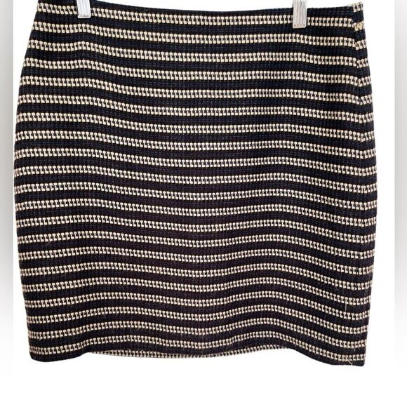 LOFT tweed back zip lined skirt, blue, plum/ burgundy, beige pattern size 6 - Picture 1 of 5